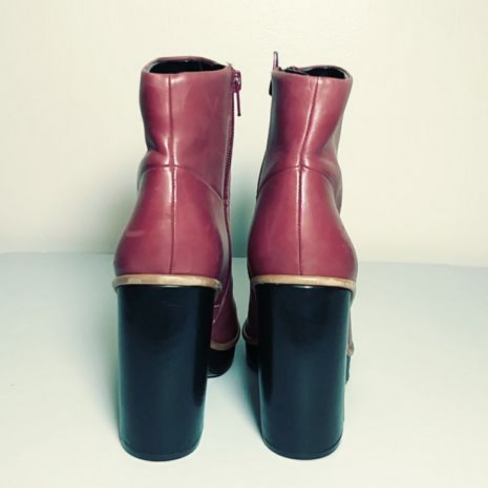 Aldo Brand Red Red Leather Thick Stacked Ankle - Picture 4 of 7